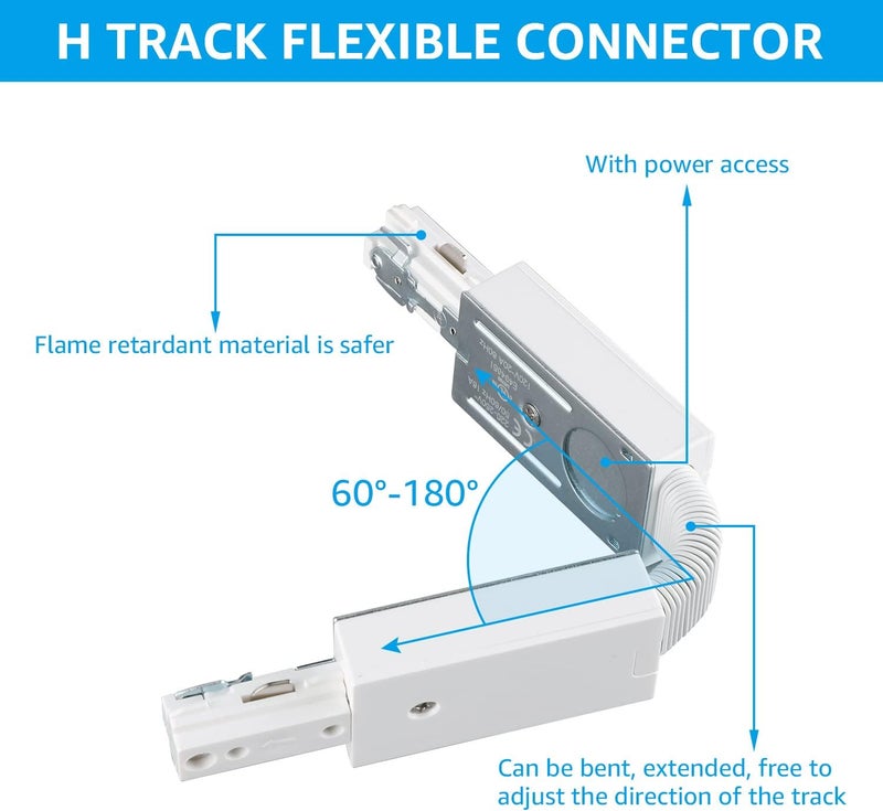 LEONLITE H Track Flexible Connector, Single Circuit 3-Wire-1 Lighting Kit, UL Listed, Flame Retardant Material, for H System, White - Image 2